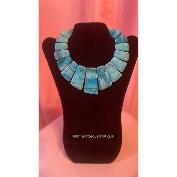 Turquoise Statement Necklace Boho Western Chunky Stone Style Fashion Necklace - Picture 3 of 5